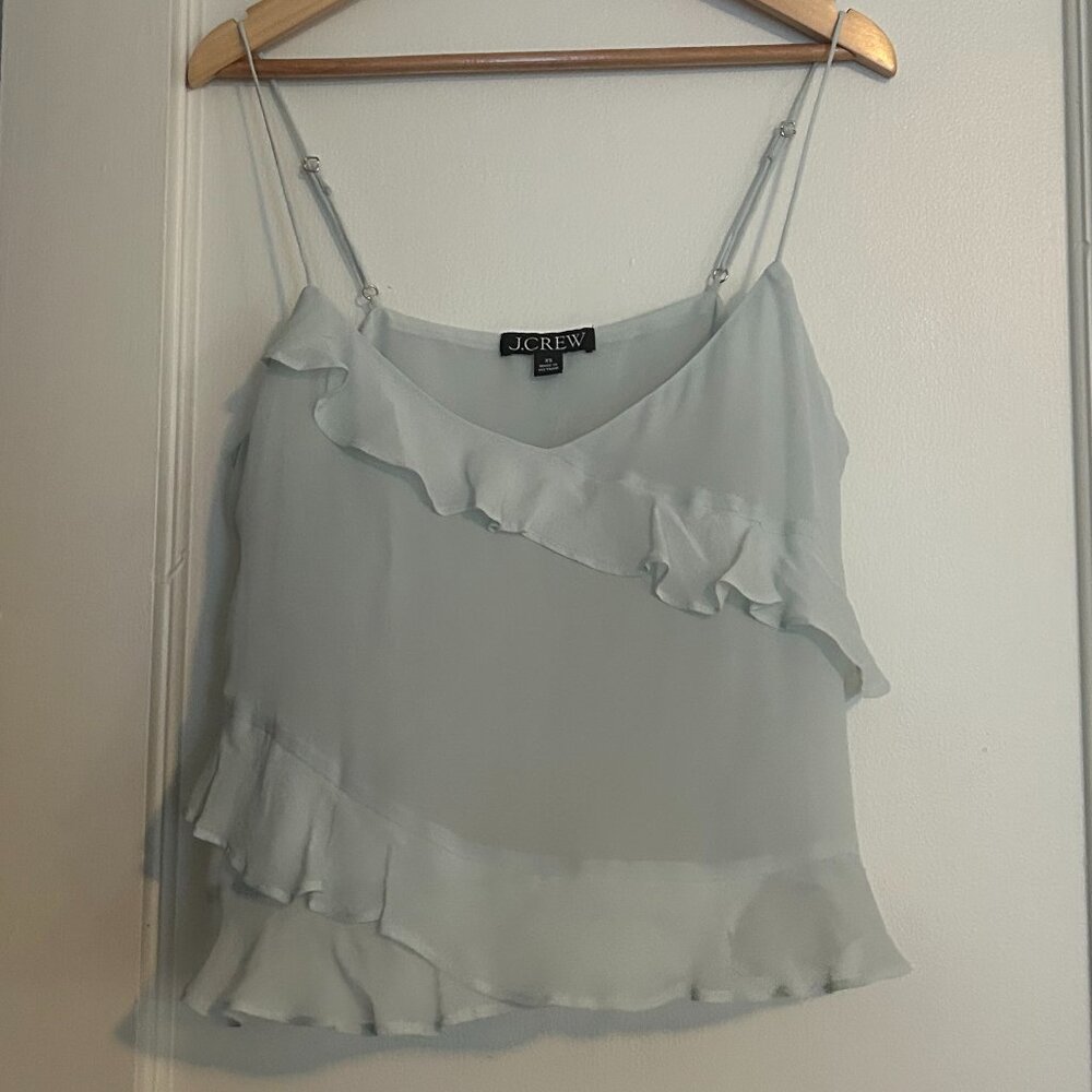 J.Crew Light Blue Chiffon Ruffle Camisole (XS)